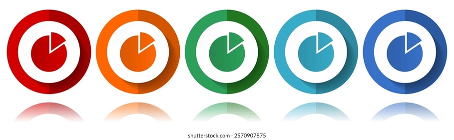 Pie chart, business vector icons, flat icon set for logo design, webdesign and mobile applications, colorful web button collection in eps 10
