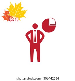 pie chart, businessman symbol