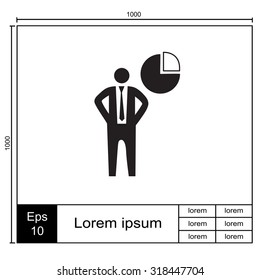 Pie chart, businessman symbol