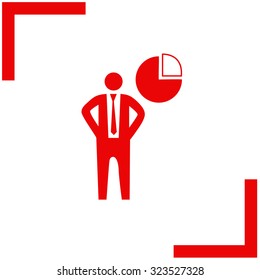 Pie chart, businessman symbol