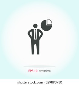 Pie chart, businessman symbol