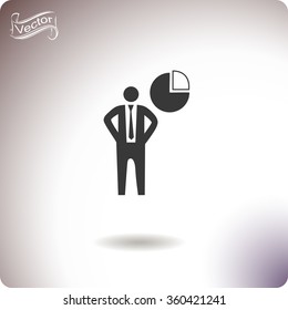 Pie chart, businessman symbol