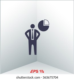 Pie chart, businessman symbol