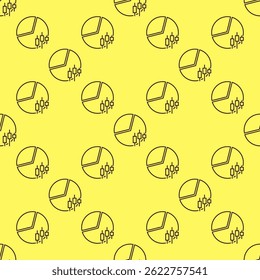 Pie Chart with candlestick pattern vector financial concept seamless pattern in thin line style