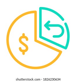 pie chart cashback and purchaise color icon vector. pie chart cashback and purchaise sign. isolated symbol illustration
