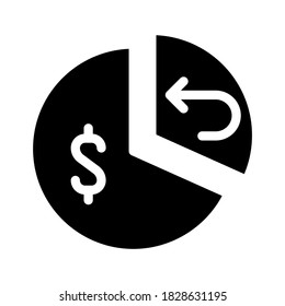 pie chart cashback and purchaise glyph icon vector. pie chart cashback and purchaise sign. isolated contour symbol black illustration