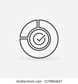 Pie chart with checkmark vector concept icon or symbol in thin line style 