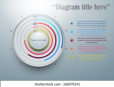 Pie chart, circle diagram with different percentage