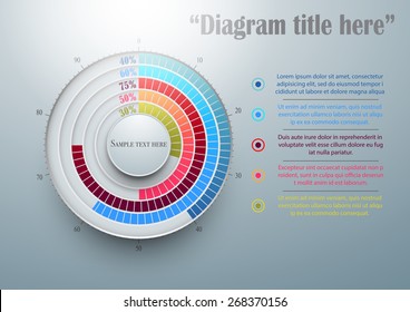 Pie chart, circle diagram with different percentage