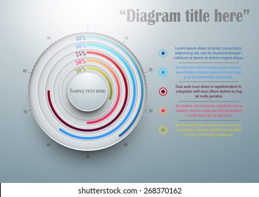 Pie chart, circle diagram with different percentage