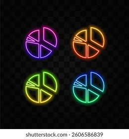 Pie chart circle disk symbol. neon style. computer icons, circle pie chart.