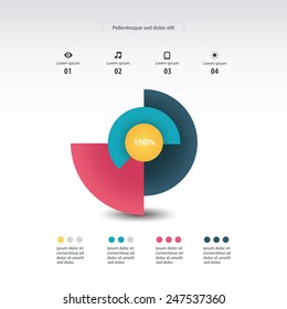 Pie chart, circle graph infographics element. Vector.