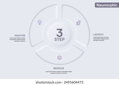 Pie Chart Circle Infographic With 3 Options, Steps, Parts, Segments. Vector Illustration for Business Financial Report.