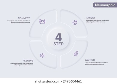 Pie Chart Circle Infographic With 4 Options, Steps, Parts, Segments. Vector Illustration for Business Financial Report.