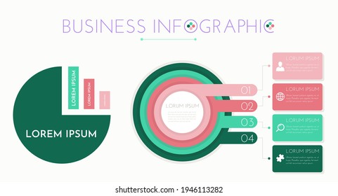 Infografik-Vorlage mit vier Schritten für Geschäfts- und Bildungszwecke