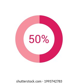 diagrama de círculo de gráfico circular 50 por ciento (50%) para ilustración vectorial de diseño web y gráfico de ui
