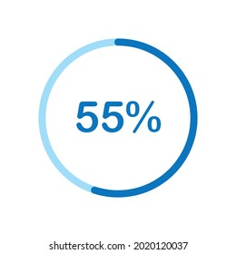 diagrama de círculo de gráfico circular 55 por ciento (55%) para ilustración vectorial de diseño web y gráfico de ui

