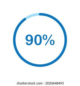 pie chart circle percentage diagram 90 percent (90%) for ui web and graphic design vector illustration
