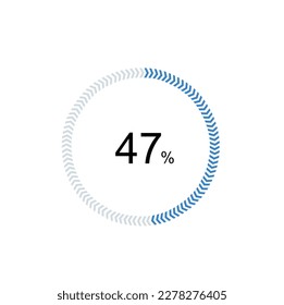 pie chart circle percentage diagram 47 percent (47%) for ui web and graphic design vector illustration.