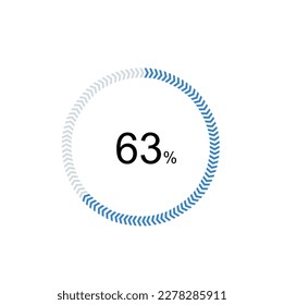 pie chart circle percentage diagram 63 percent (63%) for ui web and graphic design vector illustration.