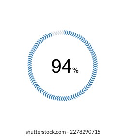 pie chart circle percentage diagram 94 percent (94%) for ui web and graphic design vector illustration. svg