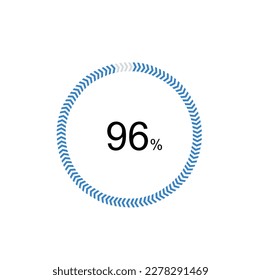 pie chart circle percentage diagram 96 percent (96%) for ui web and graphic design vector illustration. svg
