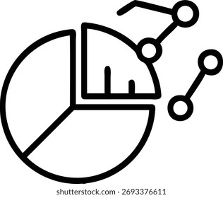 A pie chart is a circular statistical graphic divided into slices to illustrate numerical proportion. It is used in data analysis and isolated on white background.