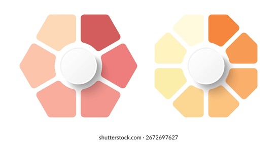 Modelo de design limpo do gráfico de pizza isolado no plano de fundo branco. Layout de gráfico hexágono e octógono.