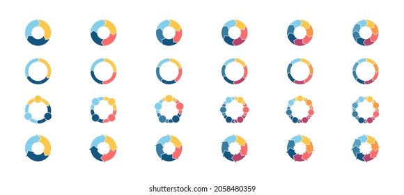 Pie chart collection. Circle charts for infographics, presentations, business visualization. Vector infographic templates.
