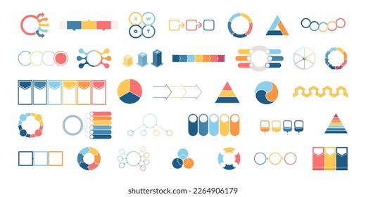 Pie chart collection. Diagrams for infographics, presentations, business visualization. Vector infographic templates.