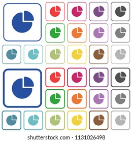 Pie chart color flat icons in rounded square frames. Thin and thick versions included.