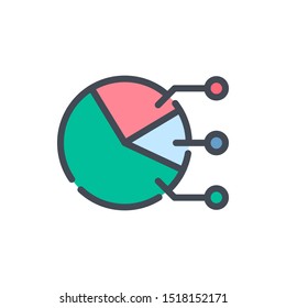 Pie chart color line icon. Finance graph vector outline colorful sign.