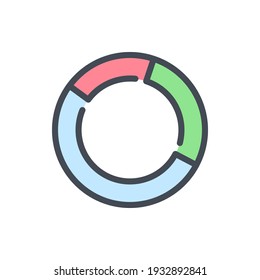 Pie chart color line icon. Circle data and diagram vector outline colorful sign.