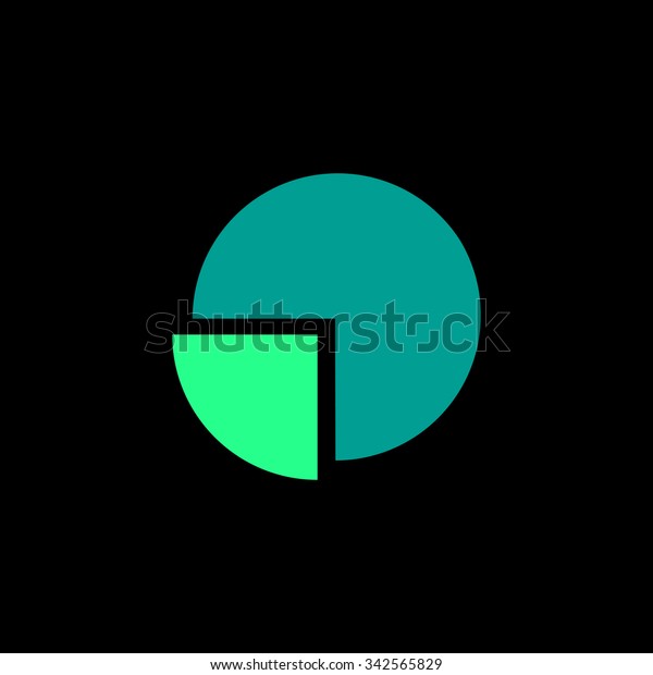 Pie chart.\
Color vector icon on black\
background