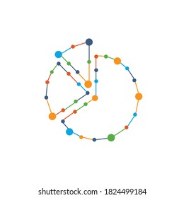 Pie Chart colorful connected dots digital modern flat vector icon logo