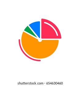 Pie chart colorful icon, vector flat sign. Symbol, logo illustration