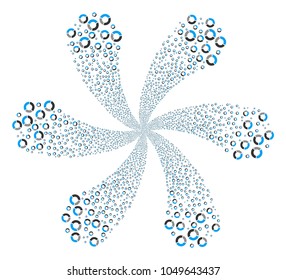 Pie Chart curl motion. Object burst combined from randomized pie chart items. Vector illustration style is flat iconic symbols.