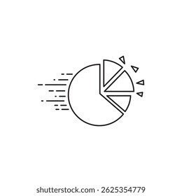 Pie Chart with Cut-Out Segments Flying Representing Dynamic Business Analysis