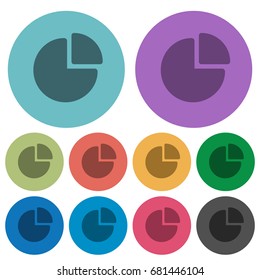 Pie chart darker flat icons on color round background