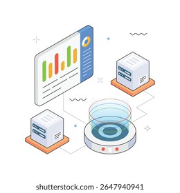 Pie Chart Dashboard Interface Vector isometric Illustration. EPS 10 file