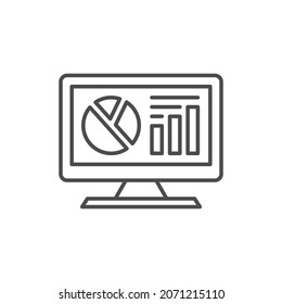 Pie chart with data in computer icon