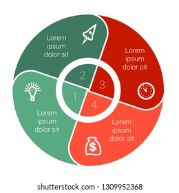 Pie chart data Elements For Template infographics with four 4 positions area text.