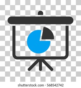 Pie Chart Demonstration icon. Vector illustration style is flat iconic bicolor symbol, blue and gray colors, transparent background. Designed for web and software interfaces.