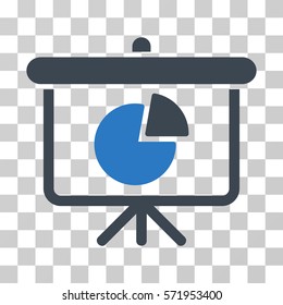 Pie Chart Demonstration icon. Vector illustration style is flat iconic bicolor symbol, smooth blue colors, transparent background. Designed for web and software interfaces.