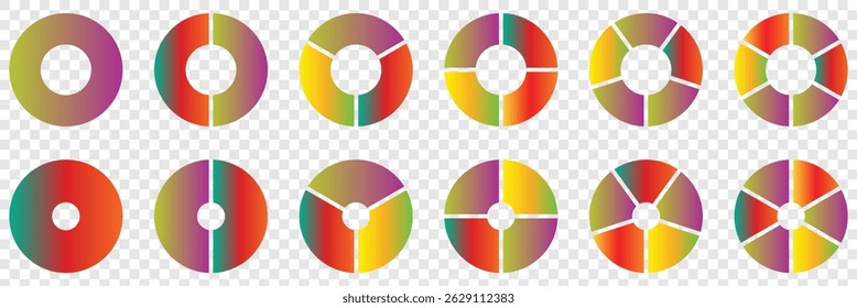 Gráfico de pizza para design de apresentação de ciclos, etapas ou estágios. Gráficos de diagrama colorido sobre fundo branco.