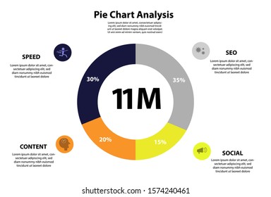 Pie chart design template, business infographics for presentations and reports, vector eps10 illustration