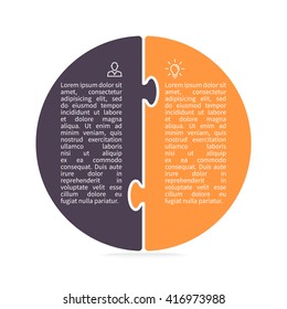 Pie chart, diagram with 2 steps, options.