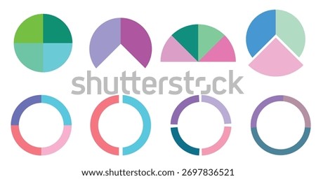 pie, chart, diagram, circle, graphic, segment, colours, business, element, 5, 6, three, 4, section, graph, circular, cycle, part, set, donut, icon, round, slice, template, vector, infographic, wheel, 