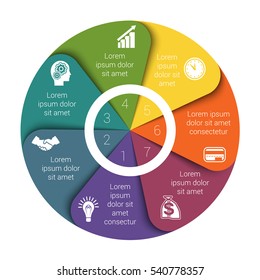 Pie chart diagram data Elements For Template infographics seven position