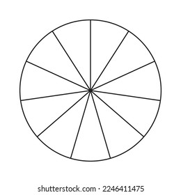 Pie chart, diagram, eleven sections or steps. Circle icon for infographic, presentation, web design, user interface. Simple business chart.